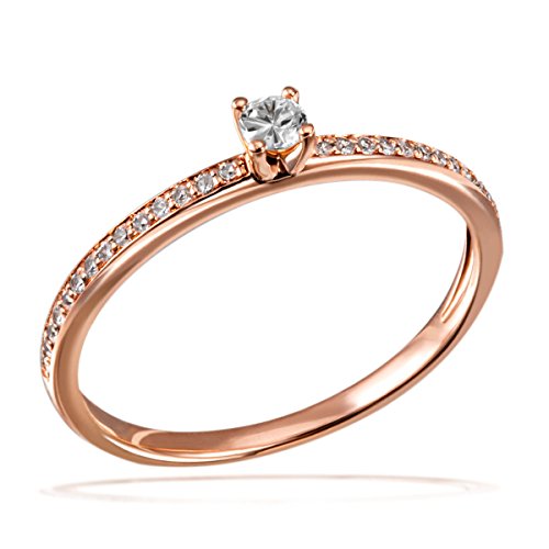 Goldmaid Damen-Ring Verlobung 585 Rotgold Diamant (0.18 ct) weiß Brillantschliff Gr. 54 (17.2)-Pa R7437RG54 Verlobungsring Diamantring von Goldmaid