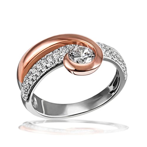 Goldmaid Damen-Ring rosévergoldet 925 Silber teilvergoldet weiß Brillantschliff Zirkonia Gr. 58 (18.5) - Pa R7453SR58 Schmuck von goldmaid