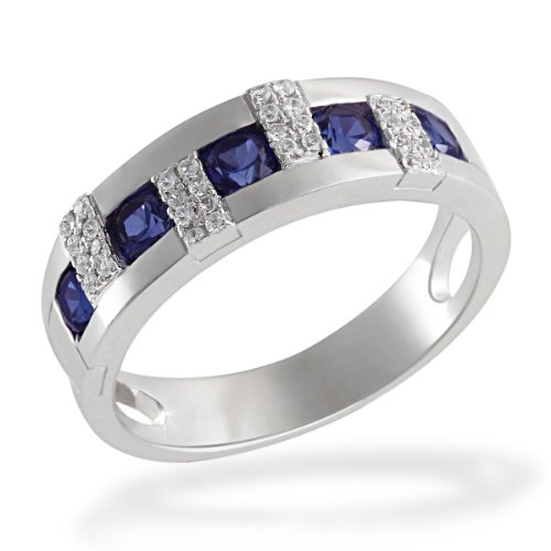 Goldmaid Damen-Ring synth. Saphir 925 Sterlingsilber 32 klare Zirkonia Gr. 56 Fa R5637S56 Schmuck von goldmaid