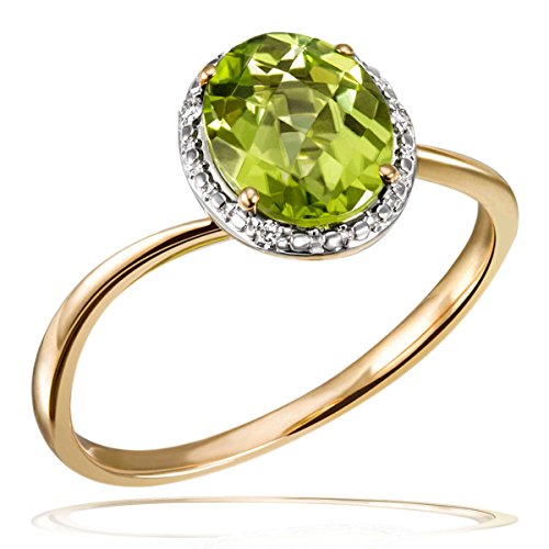 Goldmaid Damenring 375 Gelbgold 1 Peridot Schachbrett 9x7 mm von goldmaid