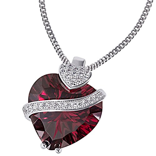 Goldmaid rote Damen-Herzkette 925 Sterlingsilber mit granat-farbenen Zirkonia Herz-Anhänger Schmuck von goldmaid