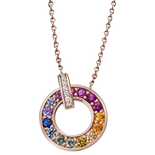 goldmaid Collier 925/- Sterling Silber rot vergoldet 7 Zirkonia weiss, 15 Zirkonia rainbow von goldmaid