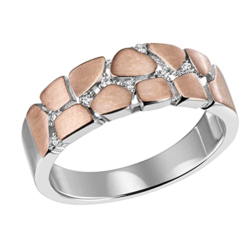 goldmaid Damen- Ring 925 Sterlingsilber mattierte Platten rot vergoldet 8 Zirkonia weiß (54) von goldmaid