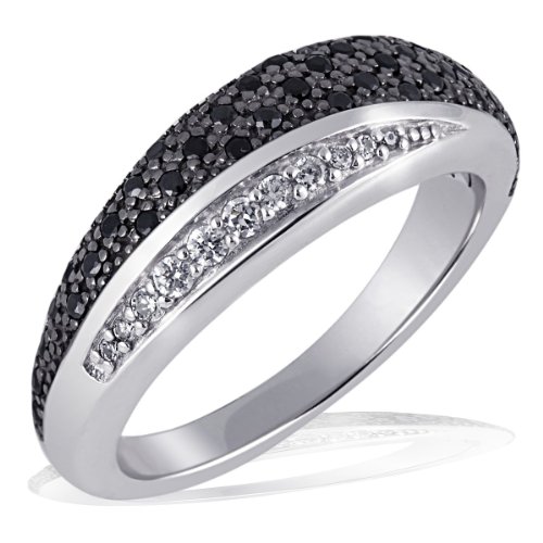 goldmaid Damen-Ring Silber 925 8 weisse und 42 schwarze Zirkonia Pavee Grösse 54 Pa R4173S54 Schmuck von goldmaid