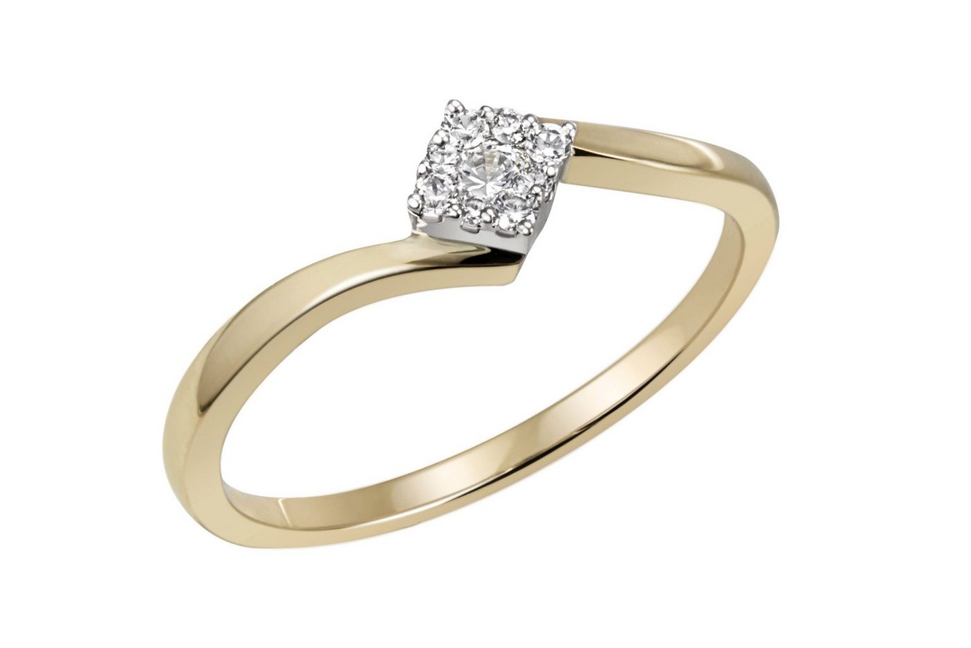 goldmaid Fingerring, 585/- Bicolor 9 Brillanten 0,13 ct. P1 weiß von goldmaid