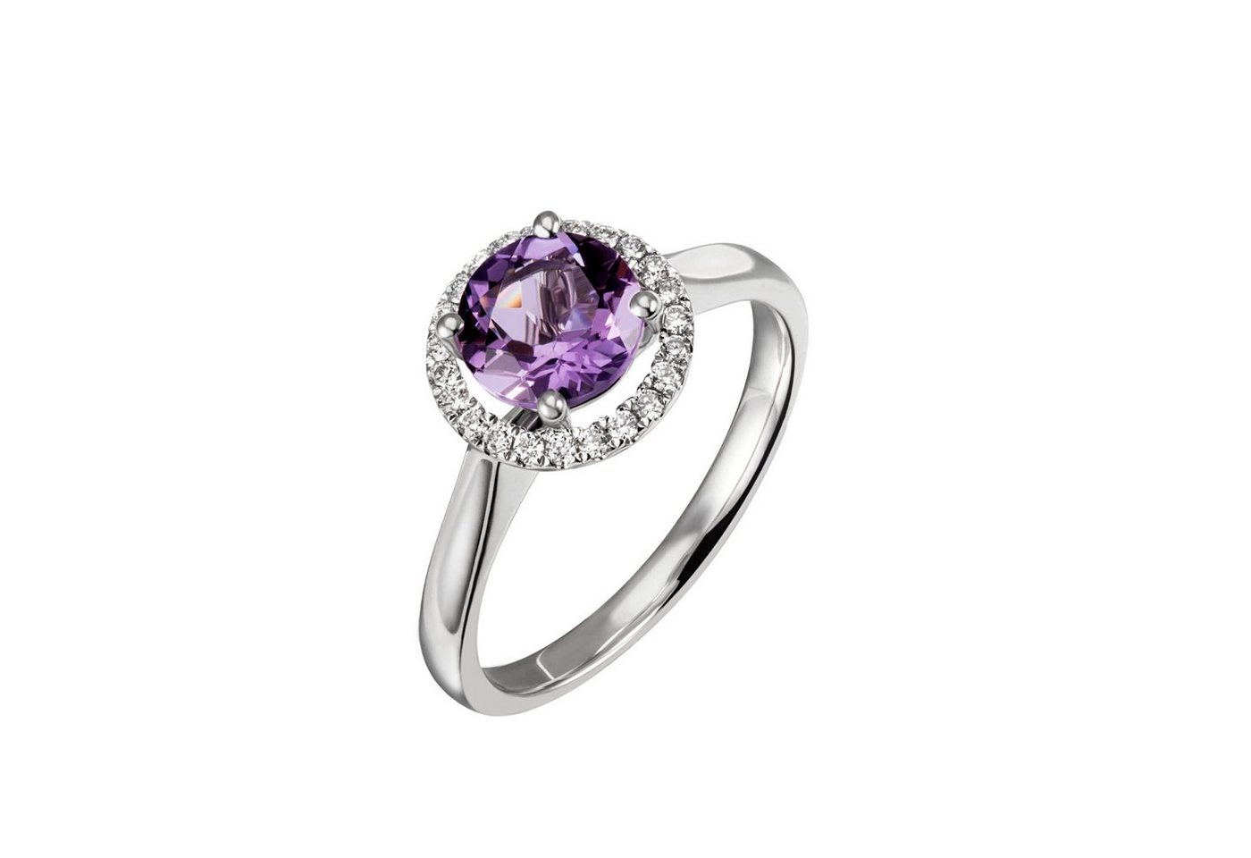 goldmaid Goldring, 585 Weißgold 23 Brillanten 0,10 ct, 1 Amethyst von goldmaid