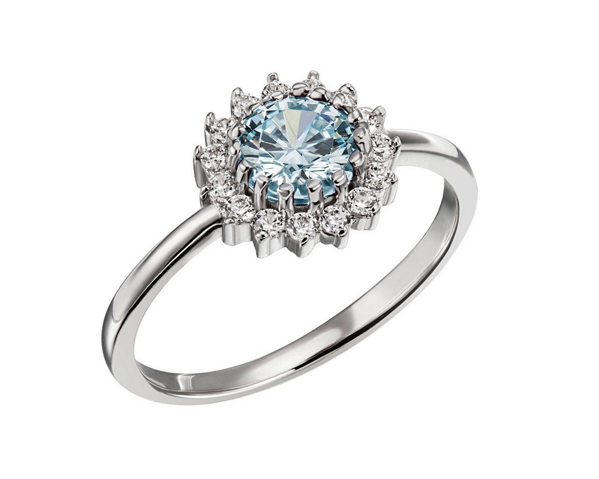 goldmaid Silberring, 925 Silber mit 15 Zirkonia weiss 1 aqua Zirkonia von goldmaid