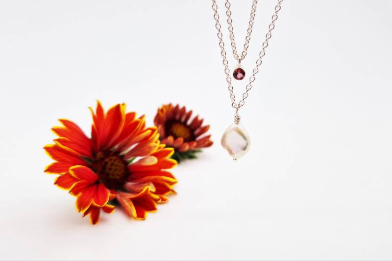 Kette Mit Rodolith Und Perle von goldmondStuttgart