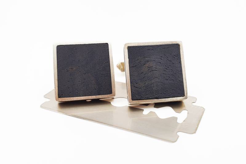 Manschettenknöpfe Silber Mit Ebenholz von goldmondStuttgart