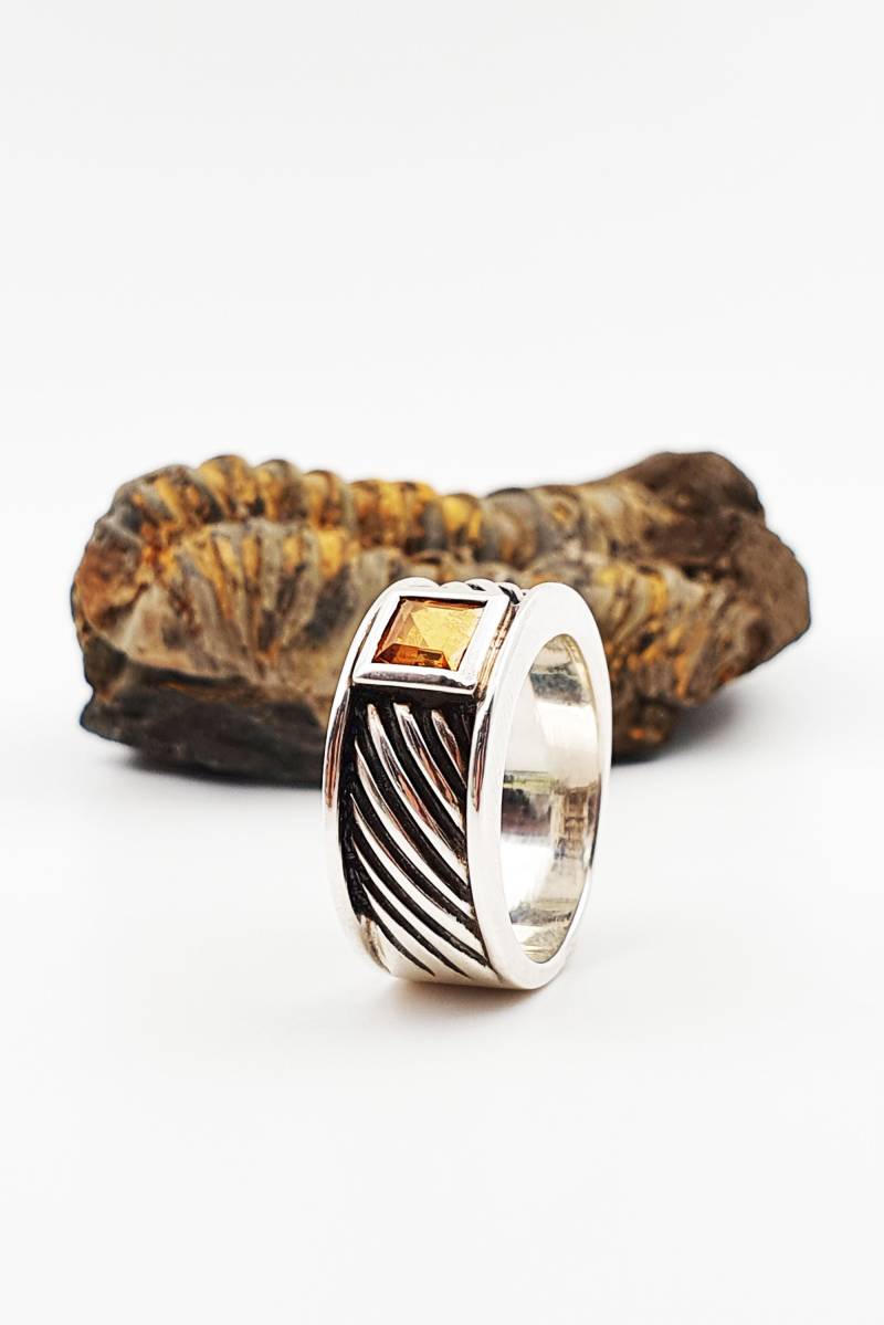 Silberring Mit Orangem Citrin von goldmondStuttgart