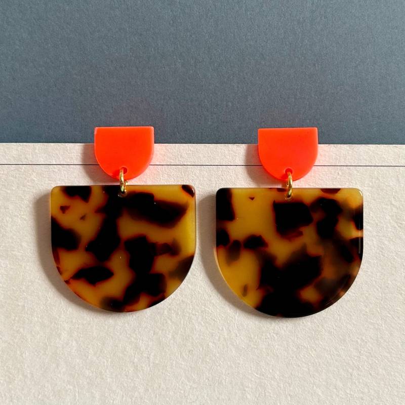 Ohrringe Aus Acetat/Leopard, Schildpatt, Neonorange Ohrstecker Leichte Acryl Ohrringe Aus Acetat/Leopard, Schildpatt, Neonorange Ohrstecker Leichte Acryl von goldundneon