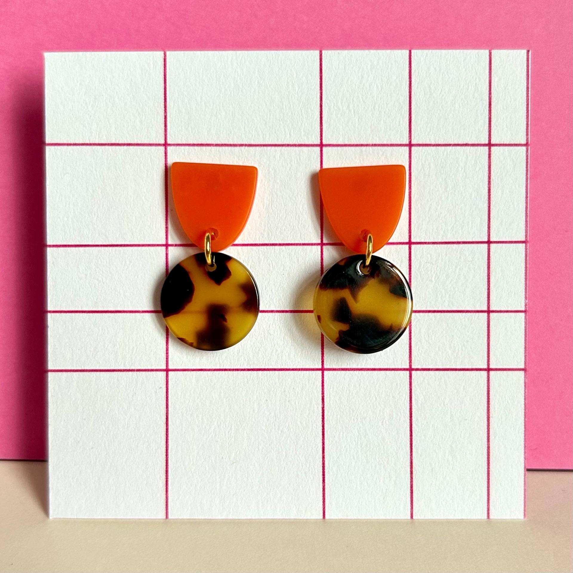 Ohrringe Aus Acetat/Leopard, Schildpatt, Orange Ohrstecker Leichte Acryl Ohrringe Aus Acetat/Leopard, Schildpatt, Orange Ohrstecker Leichte Acryl von goldundneon