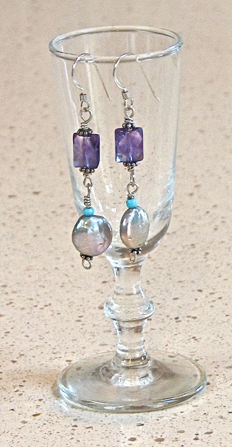 Amethyst Und Perle Ohrringe von gollycool