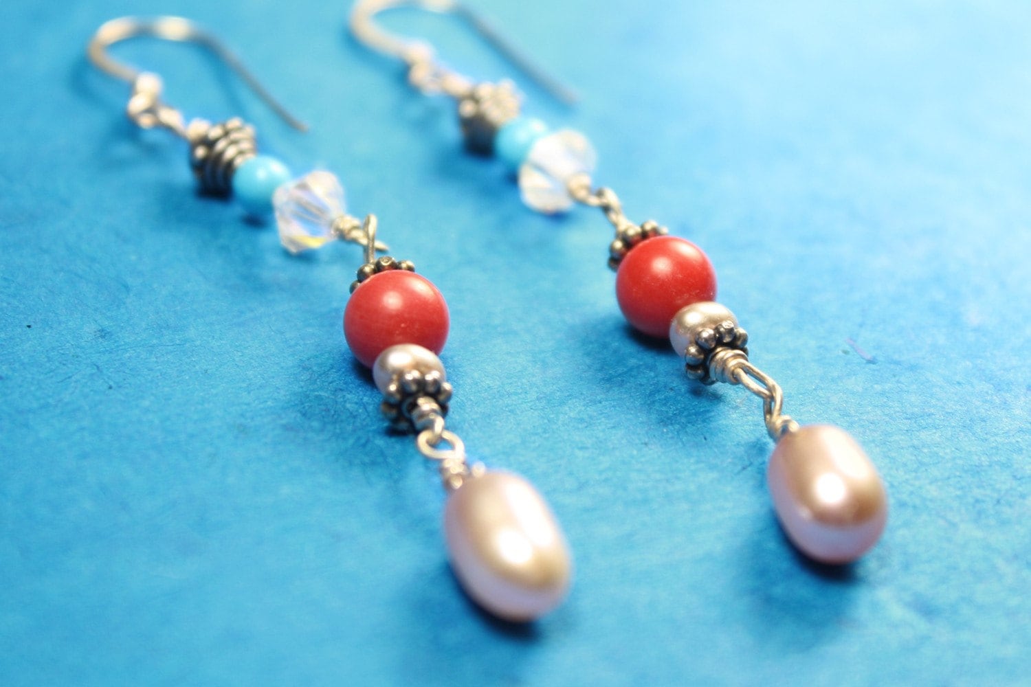 Rot Weiß Und Blau Ohrringe von gollycool