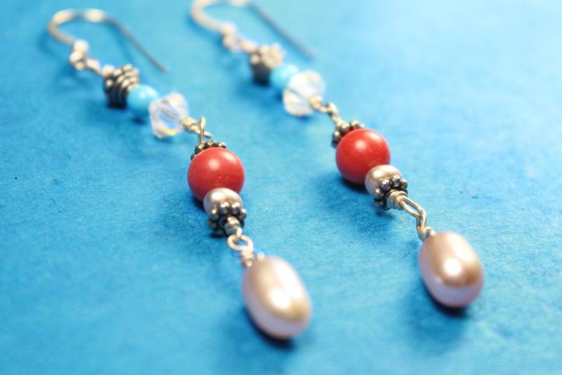 Rot Weiß Und Blau Ohrringe von gollycool