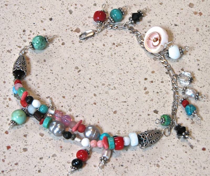 Türkis, Shell & Perlenarmband von gollycool