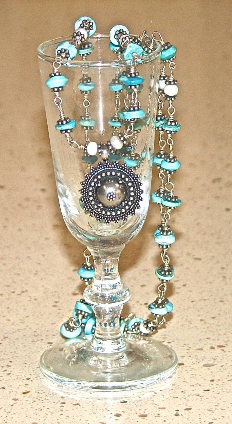 Türkis, Silber & Perle Halskette von gollycool