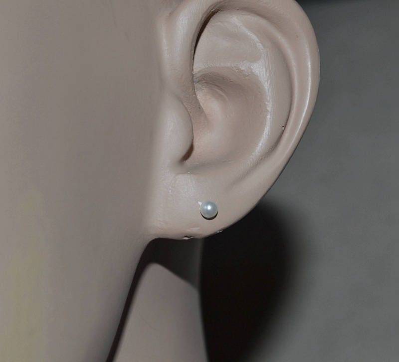 Sehr Kleines Perlenschlauchgestüt, 3 Mm Weiße Perlenarren, Kinderohrringe, Kindererderinge, Faux Pearl Stud Ohrring, Light Earrings von goodglasspearl
