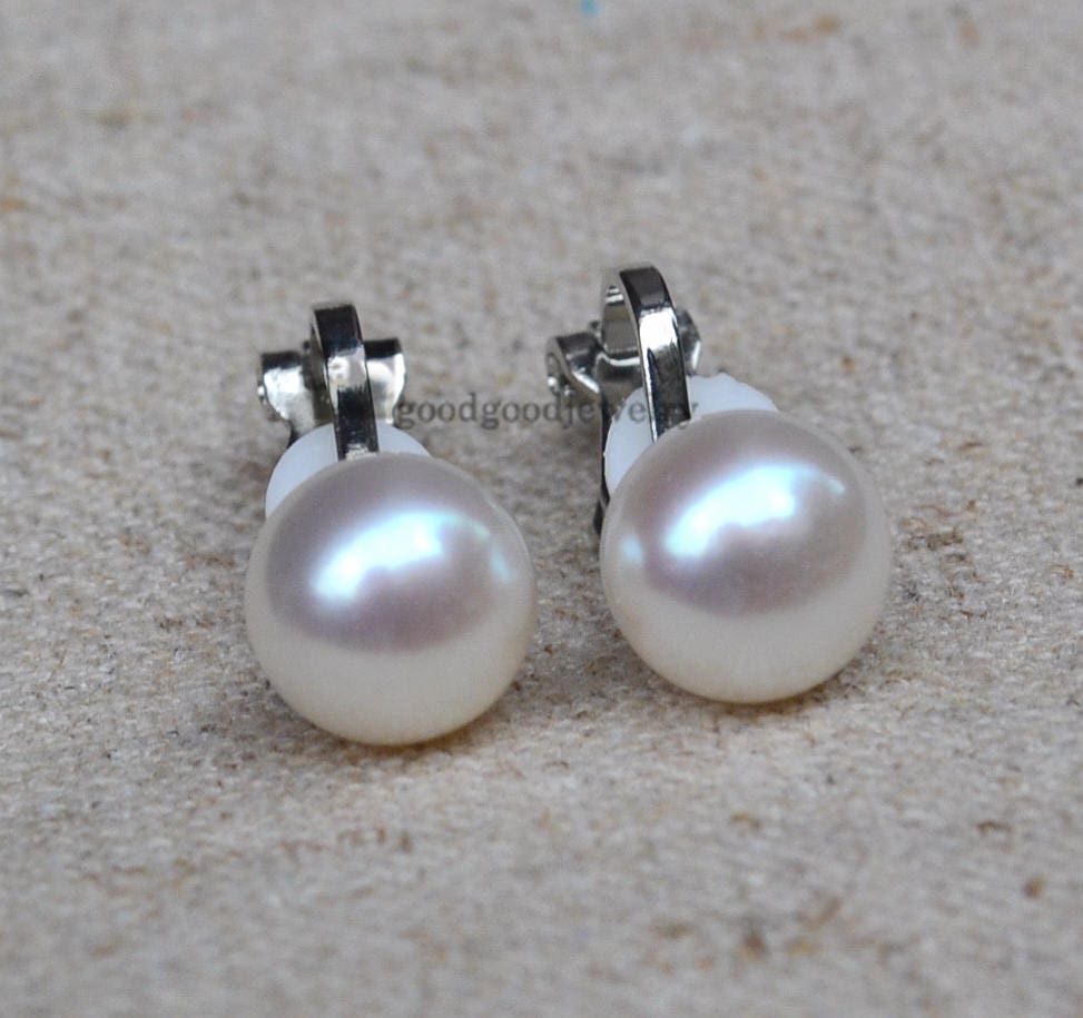 Süßwasser Perle Ohrclips, Hochzeitsschmuck, 8.5-9 Mm von goodgoodjewelry