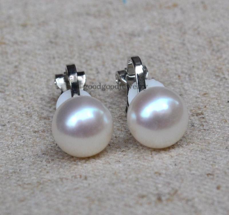 Süßwasser Perle Ohrclips, Hochzeitsschmuck, 8.5-9 Mm von goodgoodjewelry
