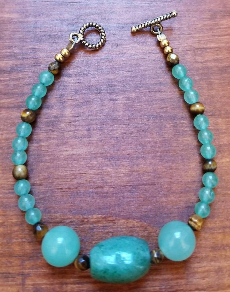 Aventurin, Jade, Tiger Eye Perlen Armband, Viel Glück Grünen Aventurin Schmuck, Edelstein, Tigerauge Schmuck von goodkarmanyc