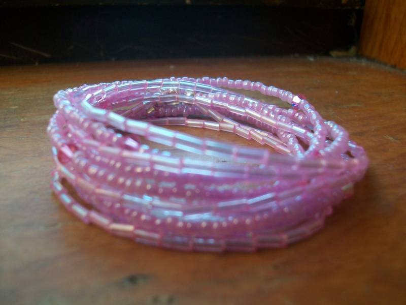 Handgemachte Rosa Samenperle, Swarovski Kristall, Wrap Armband, Halskette von goodkarmanyc