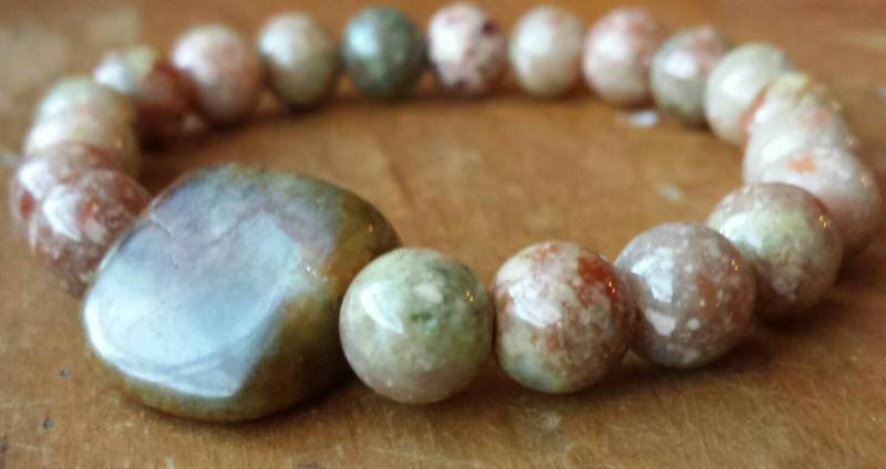 Jaspis Und Achat Dehnen Armband, Erdfarbenen Naturfarben von goodkarmanyc