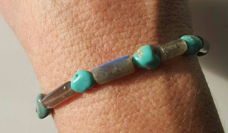 Türkis Nugget Und Labradorit Stretch Armband Stapeln von goodkarmanyc