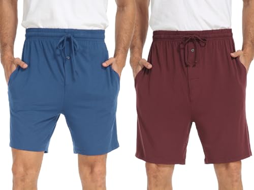 goodmansam 2er Pack Herren Kurz Schlafanzughose Leichte Pyjamahose Schlafshorts Weich Sommer Nachtwäsche Shorts, Blau/Rot, XXL goodmansam 2er Pack Herren Kurz Schlafanzughose Leichte Pyjamahose Schlafshorts Weich Sommer Nachtwäsche Shorts, Blau/Rot, XXL von goodmansam