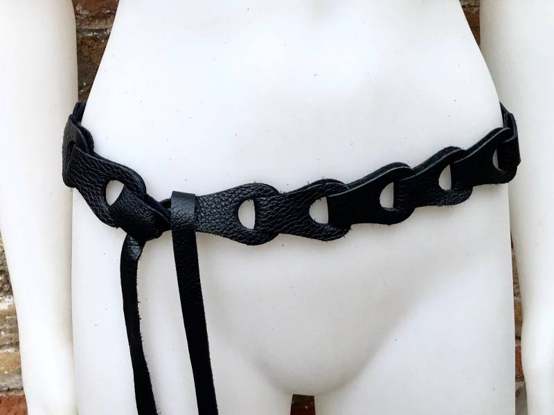 60Er 70Er Jahre Hippie Style Gürtel. Hüft - Oder Taillengürtel Aus Echtem Leder. Wickelgürtel in Schwarz. Taillengürtel. Schwarzer von goodtimesbarcelona