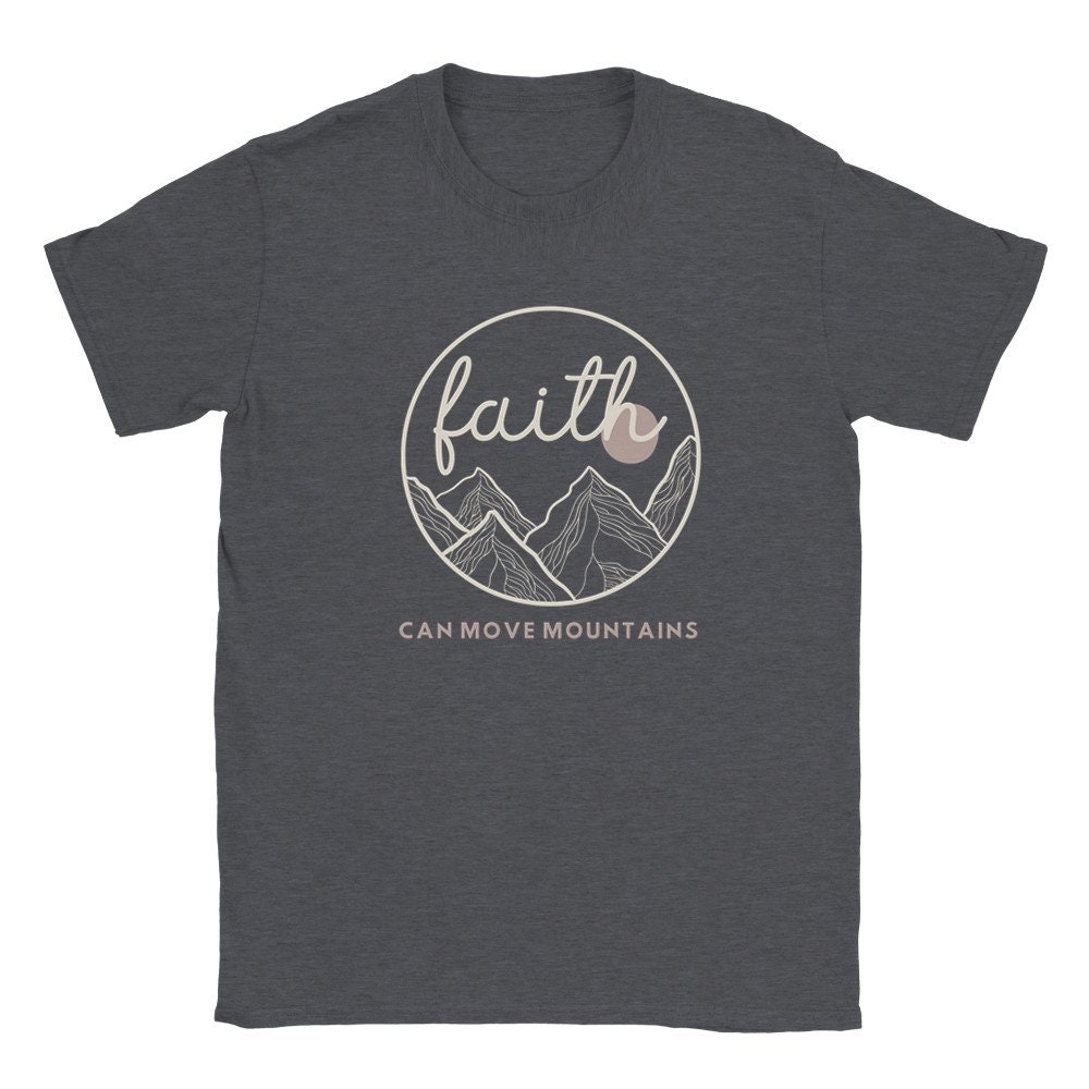 Classic Kids Crewneck T-Shirt "Faith Can Move Mountains" von goodversestudio