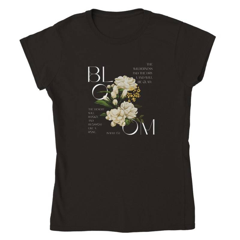Damen-T-Shirt "Bloom" Schwarz, | Isaiah, Faith, Glaube von goodversestudio