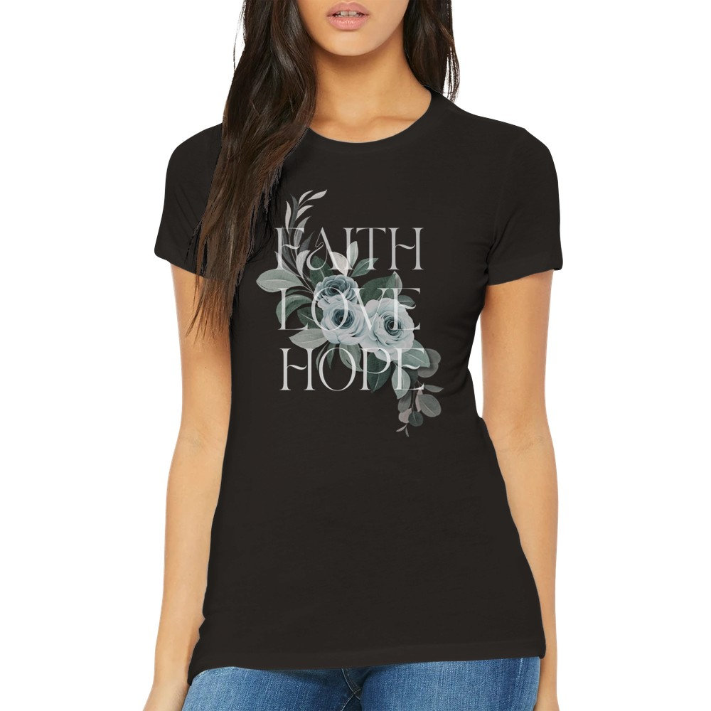 Womans Shirt Black - Faith Love Hope von goodversestudio