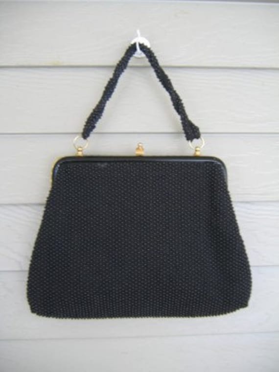 50Er Jahre Schwarze Perlen Henkel Handtasche Tasche 50Er Jahre Schwarze Perlen Henkel Handtasche Tasche von goodvintage