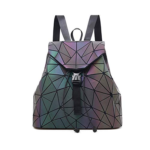 goooods Geometrischer Lingge-leuchtender greller Regenbogen-holographischer Scherbe-Gitter-Reise-Mode-umweltfreundlicher lederner Rucksack-Schulter-Beutel-Rucksack (1#) von goooods