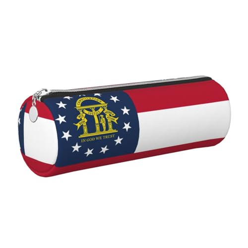 Federmäppchen aus Leder mit Georgia-Flagge, schlankes ästhetisches Lederetui, Schreibwaren-Organizer-Tasche mit tragbarem Metallring, silber, Einheitsgröße, Kartenhalter Federmäppchen aus Leder mit Georgia-Flagge, schlankes ästhetisches Lederetui, Schreibwaren-Organizer-Tasche mit tragbarem Metallring, silber, Einheitsgröße, Kartenhalter von gopoo