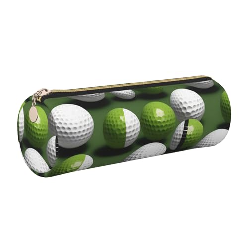 Federmäppchen aus Leder mit Golfball-Design, schlanke ästhetische Ledertasche, Schreibwaren-Organizer-Tasche mit tragbarem Metallring, gold, Einheitsgröße, Kartenhalter von gopoo