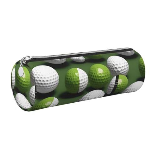 Federmäppchen aus Leder mit Golfball-Design, schlanke ästhetische Ledertasche, Schreibwaren-Organizer-Tasche mit tragbarem Metallring, silber, Einheitsgröße, Kartenhalter von gopoo