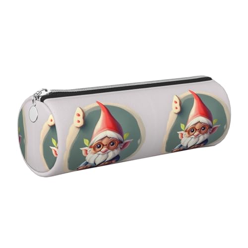 Federmäppchen aus Leder mit niedlichem Zwerg, schlanke ästhetische Ledertasche, Schreibwaren-Organizer-Tasche mit tragbarem Metallring, silber, Einheitsgröße, Kartenhalter von gopoo