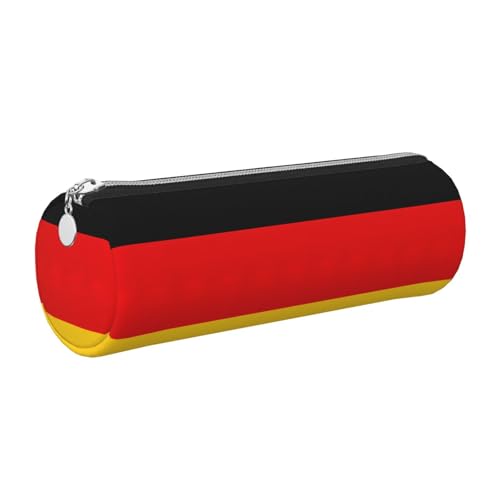 Leder-Federmäppchen mit deutscher Flagge, schlanke ästhetische Ledertasche, Schreibwaren-Organizer-Tasche mit tragbarem Metallring, silber, Einheitsgröße, Kartenhalter Leder-Federmäppchen mit deutscher Flagge, schlanke ästhetische Ledertasche, Schreibwaren-Organizer-Tasche mit tragbarem Metallring, silber, Einheitsgröße, Kartenhalter von gopoo