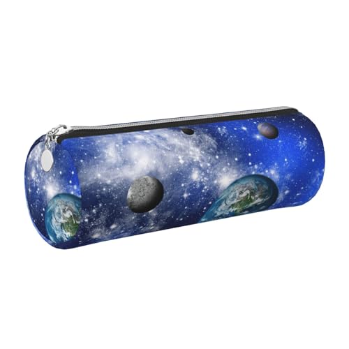 Planet Galaxy Leder-Federmäppchen, schlanke ästhetische Ledertasche, Schreibwaren-Organizer-Tasche mit tragbarem Metallring, silber, Einheitsgröße, Kartenhalter von gopoo