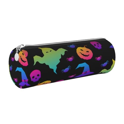 Rainbow Halloween Ghost Leder-Federmäppchen, schlanke ästhetische Ledertasche, Schreibwaren-Organizer-Tasche mit tragbarem Metallring, silber, Einheitsgröße, Kartenhalter Rainbow Halloween Ghost Leder-Federmäppchen, schlanke ästhetische Ledertasche, Schreibwaren-Organizer-Tasche mit tragbarem Metallring, silber, Einheitsgröße, Kartenhalter von gopoo
