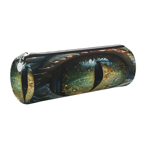 The Dragon's Green Eyes Leder-Federmäppchen, schlanke ästhetische Ledertasche, Schreibwaren-Organizer-Tasche mit tragbarem Metallring, silber, Einheitsgröße, Kartenhalter The Dragon's Green Eyes Leder-Federmäppchen, schlanke ästhetische Ledertasche, Schreibwaren-Organizer-Tasche mit tragbarem Metallring, silber, Einheitsgröße, Kartenhalter von gopoo