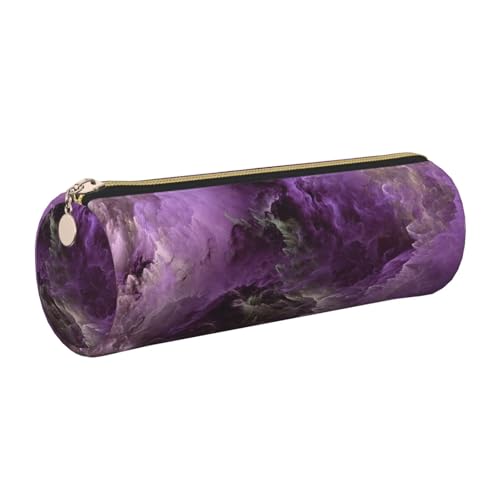 Violettes Galaxie-Leder-Federmäppchen, schlanke ästhetische Ledertasche, Schreibwaren-Organizer-Tasche mit tragbarem Metallring, gold, Einheitsgröße, Kartenhalter von gopoo