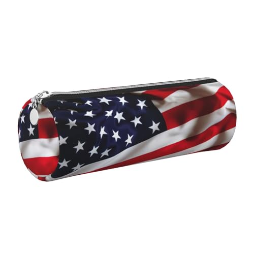 gopoo American Flag1 Leder-Federmäppchen, schlanke ästhetische Ledertasche, Schreibwaren-Organizer-Tasche mit tragbarem Metallring, silber, Einheitsgröße, Kartenhalter von gopoo
