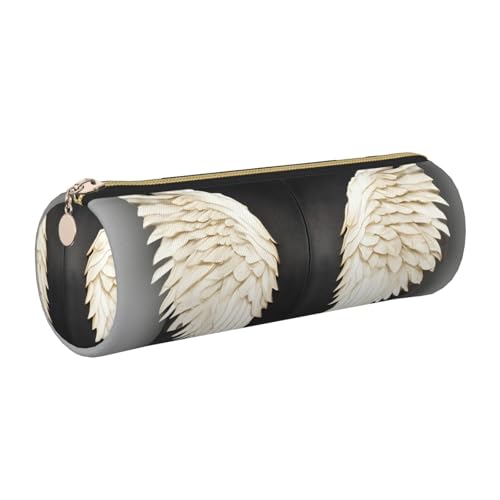 gopoo Angel Feathers Leder-Federmäppchen, schlanke ästhetische Ledertasche, Schreibwaren-Organizer-Tasche mit tragbarem Metallring, gold, Einheitsgröße, Kartenhalter von gopoo