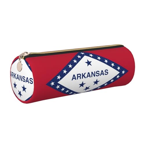 gopoo Arkansas Federmappe mit Staatsflagge aus Leder, schlanke ästhetische Ledertasche, Schreibwaren-Organizer-Tasche mit tragbarem Metallring, gold, Einheitsgröße, Kartenhalter von gopoo