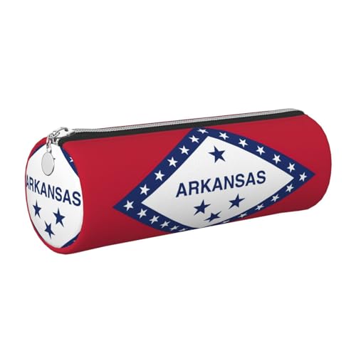gopoo Arkansas Federmappe mit Staatsflagge aus Leder, schlanke ästhetische Ledertasche, Schreibwaren-Organizer-Tasche mit tragbarem Metallring, silber, Einheitsgröße, Kartenhalter von gopoo