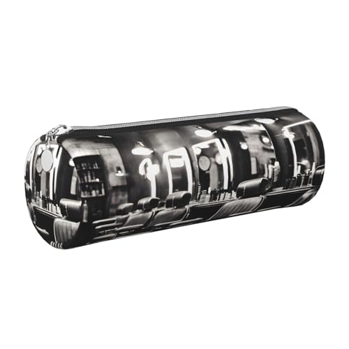 gopoo Barber Shop Leder-Federmäppchen, schlankes ästhetisches Lederetui, Schreibwaren-Organizer-Tasche mit tragbarem Metallring, silber, Einheitsgröße, Kartenhalter von gopoo