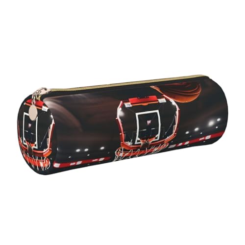 gopoo Basketball-Leder-Federmäppchen, schlanke ästhetische Ledertasche, Schreibwaren-Organizer-Tasche mit tragbarem Metallring, gold, Einheitsgröße, Kartenhalter von gopoo